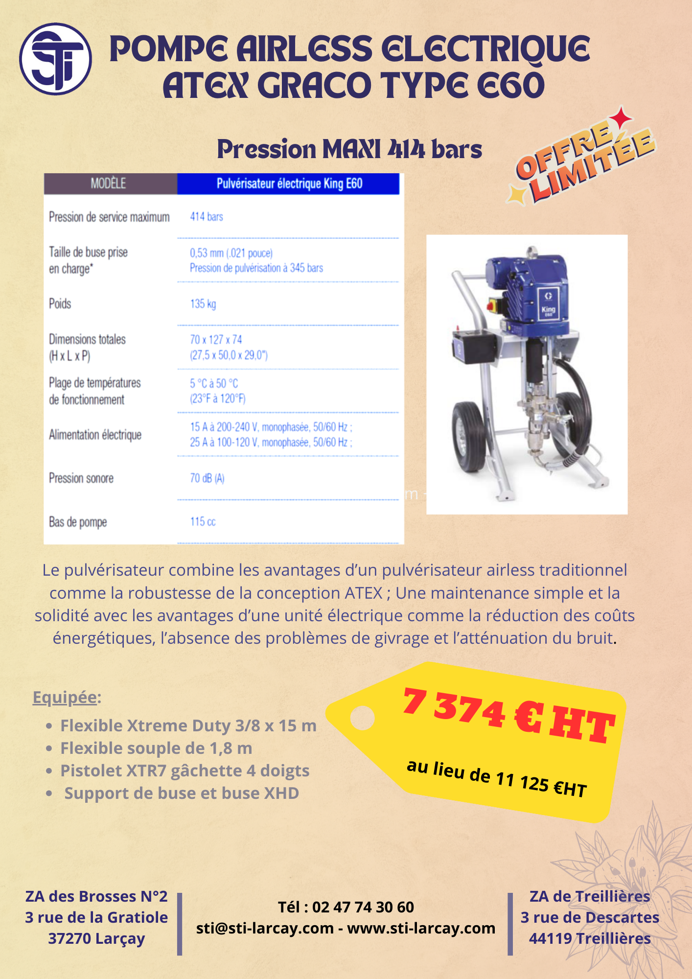sti-pompe-airless electrique-atex-graco-type-E60-larçay-industrie-peinture-matériel-industry-paint-material-pump
