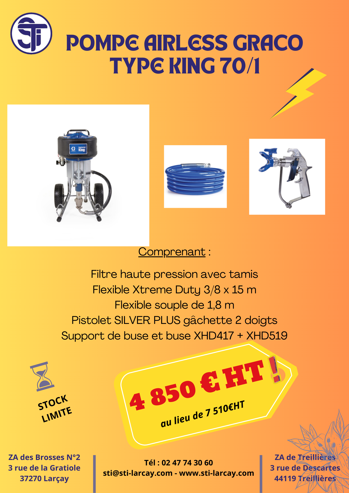 sti-pompe-airless-graco-type-king-70/1-larçay-industrie-peinture-matériel-industry-paint-material-pump